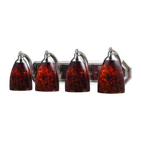 Elk Lighting Mix-N-Match Vanity 4-Lght Wall Lmp in Satin Nckl with Espresso Glass 570-4N-ES